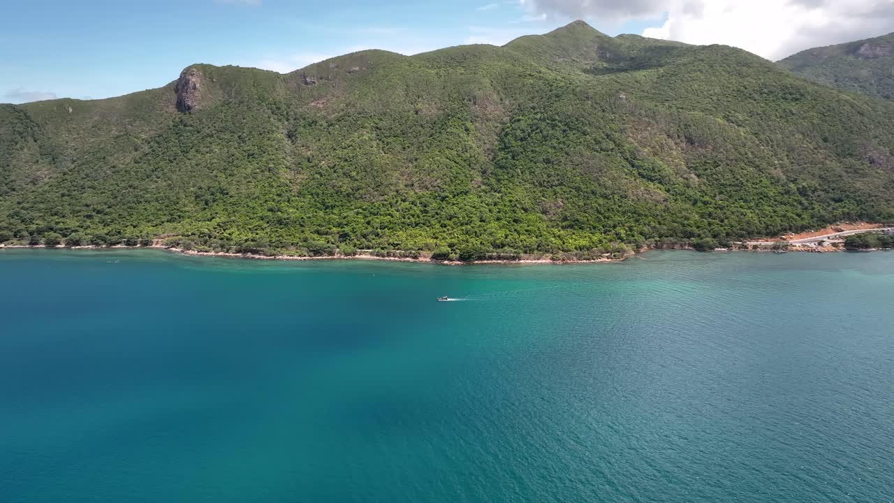 Aerial View of Tropical Island Coastline