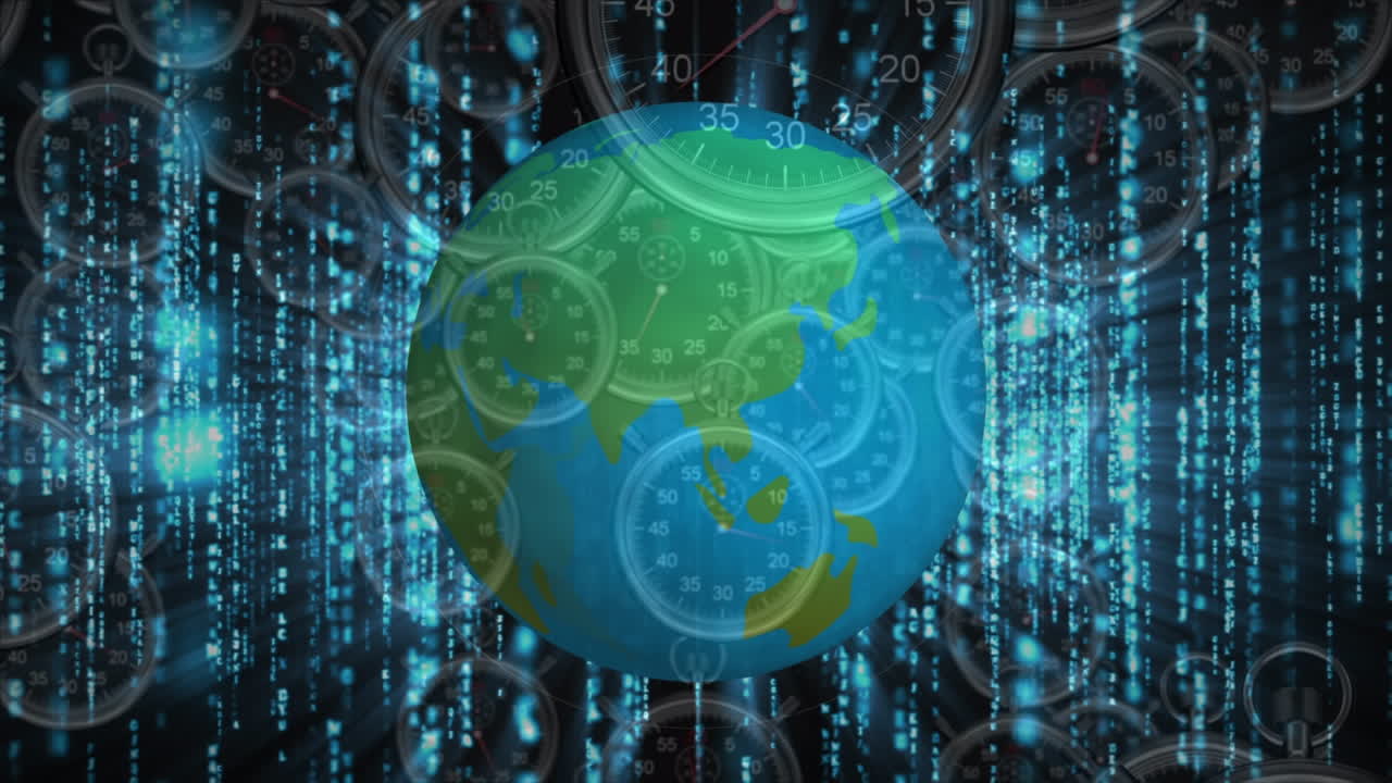 Animation of network of connections over clocks