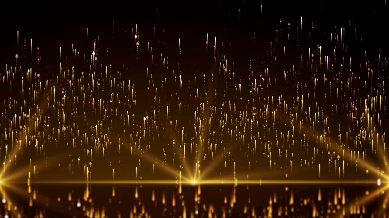 Golden particles freely rising floating spotlight particles wave stage decoration background event