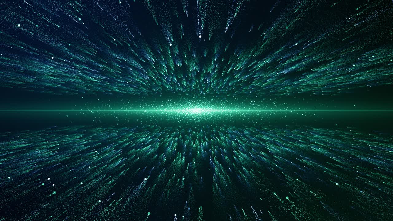Particles blue green event game trailer titles cinematic concert stage background loop