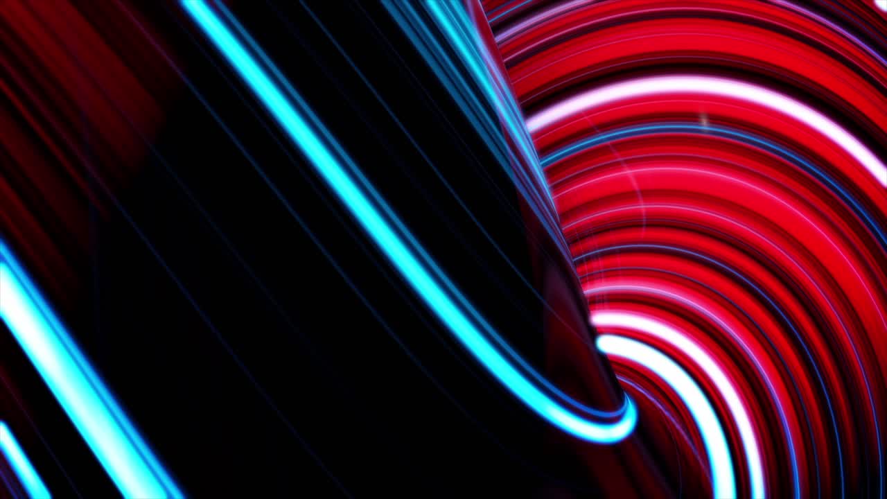 Abstraktní digitální umění se zářícími červenými a modrými čarami
