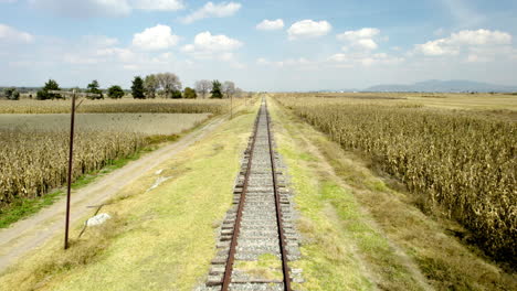 Vista-Frontal-De-La-Vía-Férrea-En-El-Campo-De-México