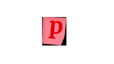 red letter p on pink paper