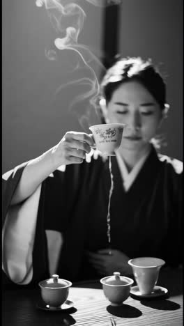 a black and white tea ceremony