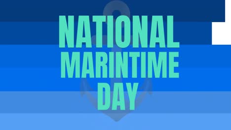 animation of world maritime day text over anchor