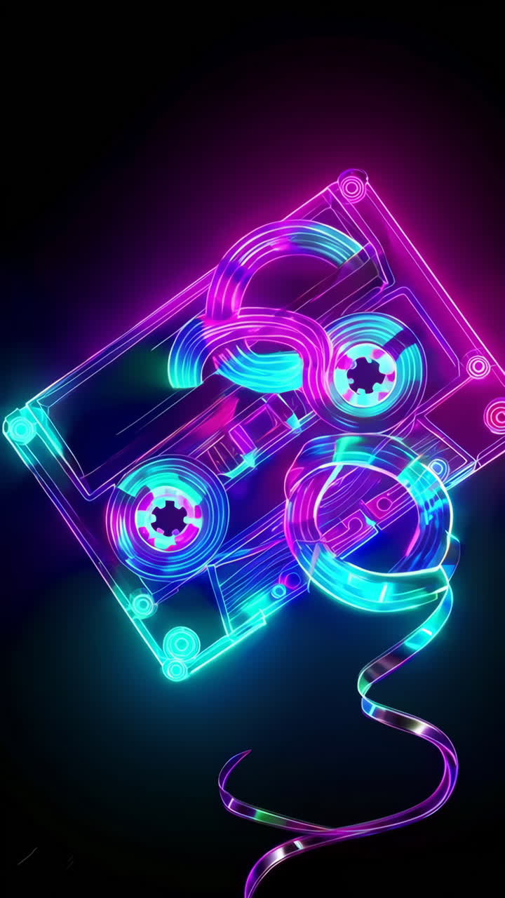Vibrant Neon Cassette Tape Art