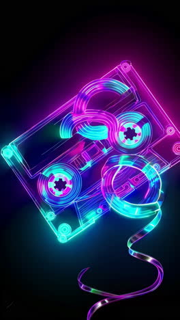 vibrant neon cassette tape art