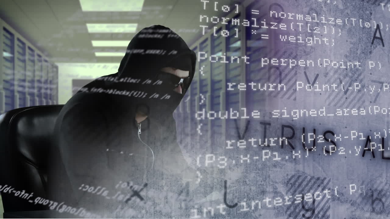 서버 에서 백인 남성 해커를 통해 데이터 처리의 애니메이션