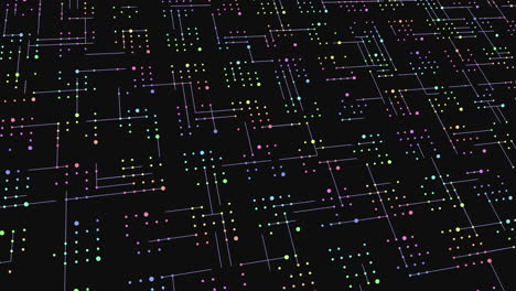 digital neon colorful dots in rows on computer screen