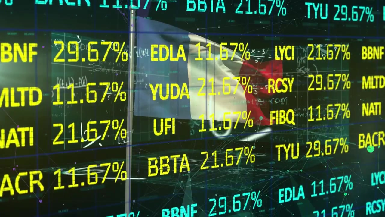 Animazione di elaborazione dati su bandiera della Francia