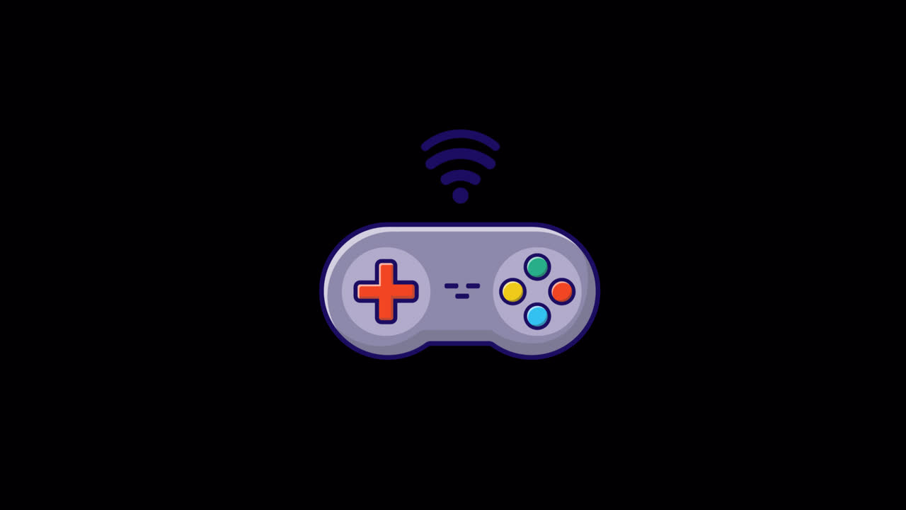 Animated Retro Game Controller with Wireless Signal
