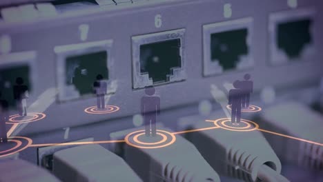 animación de la red de conexiones a través del hardware del servidor informático