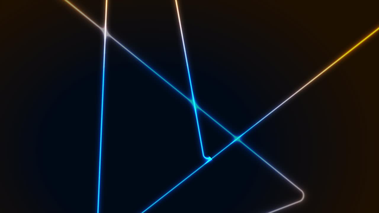 líneas de neón azul naranja y triángulos tecnología abstracta fondo de movimiento