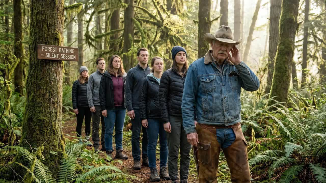 Persone che praticano forest bathing in una foresta