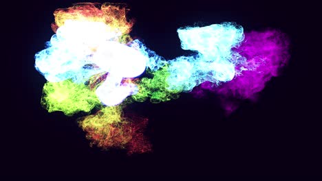 colorido hermoso bg con partículas mágicas lambent. partículas de brillo se extienden como efecto de tinta. luma mate como canal alfa. emisor emiten remolino de partículas de brilla forman la estructura de la nube de tinta.