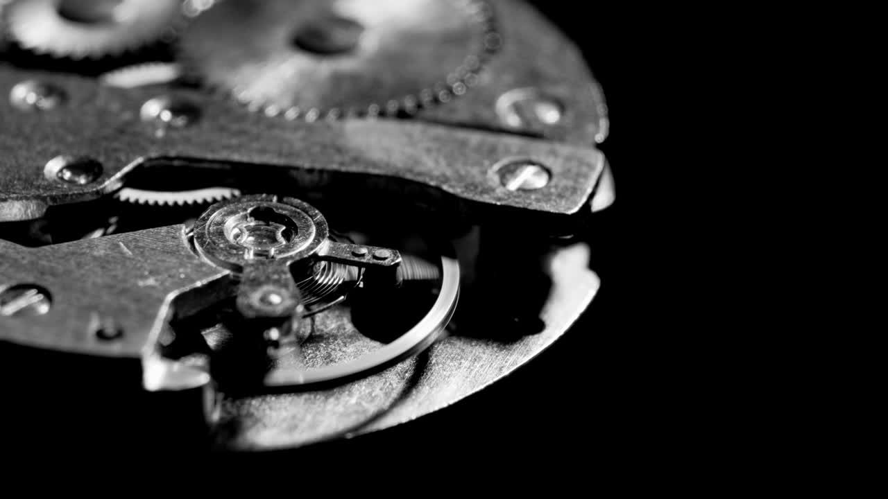 Watch mechanism macro. black background
