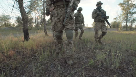 soldiers on patrol in a forest