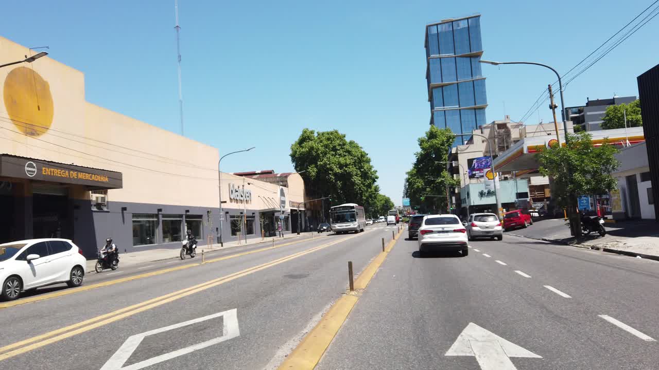 POV Driving Through downtown Residential Neighborhood in Palermo daylight avenue