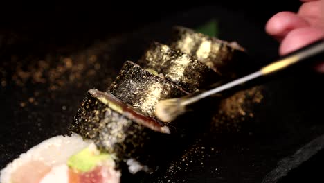 gold leaf sushi preparation