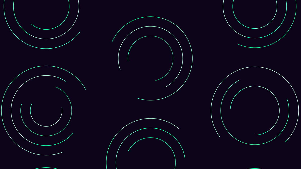 Blue circular pattern on black background overlapping circles in continuous formation