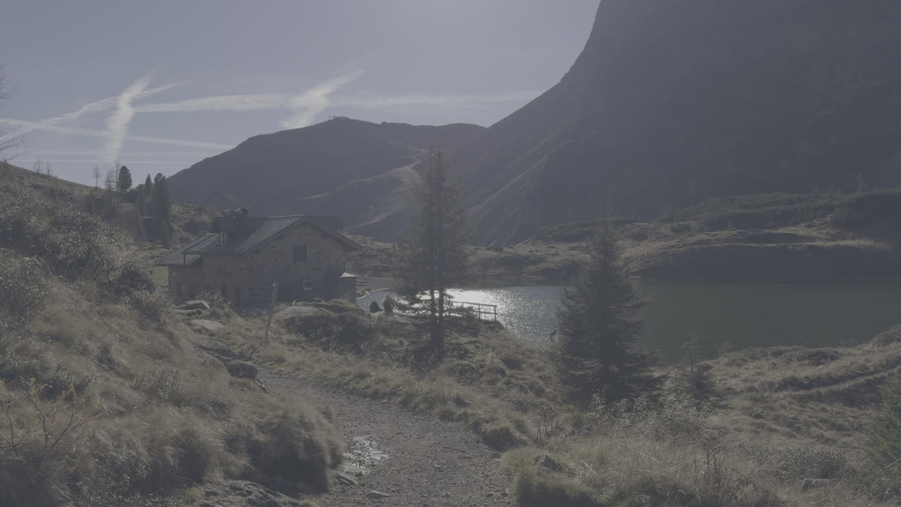 Mountain Lake with Hut