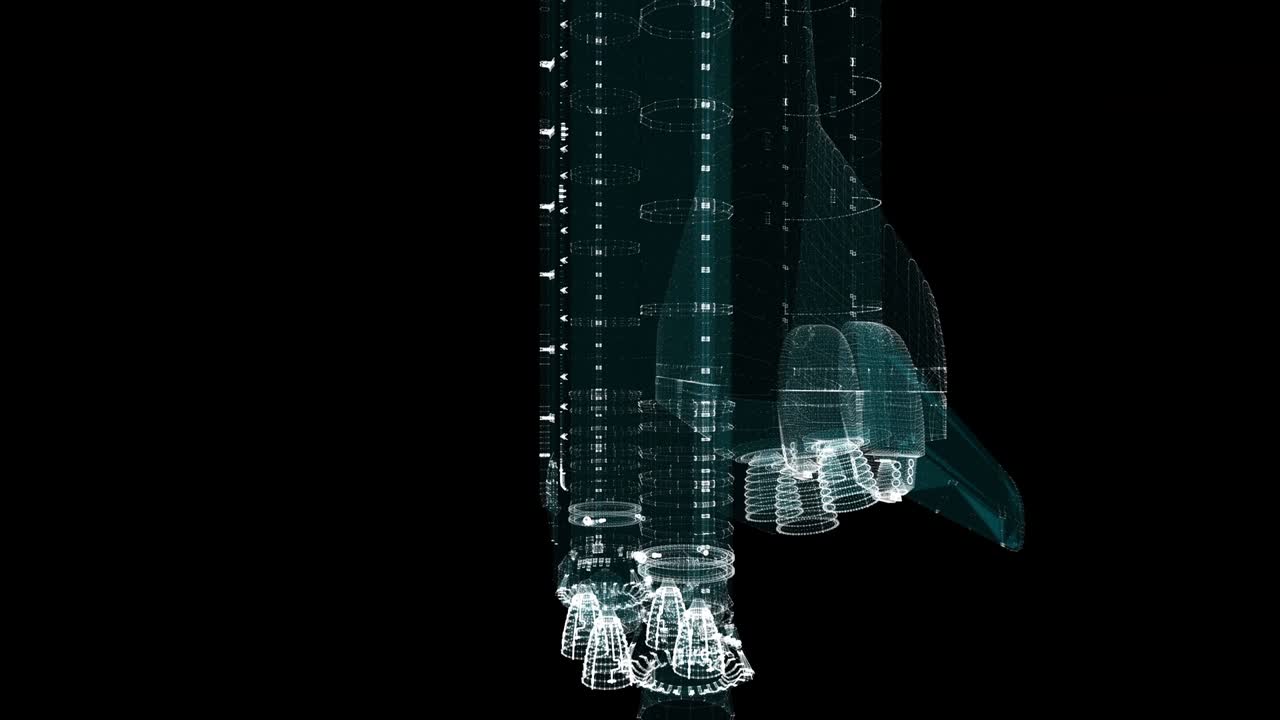 Abstract space rocket and shuttle. All of the particles