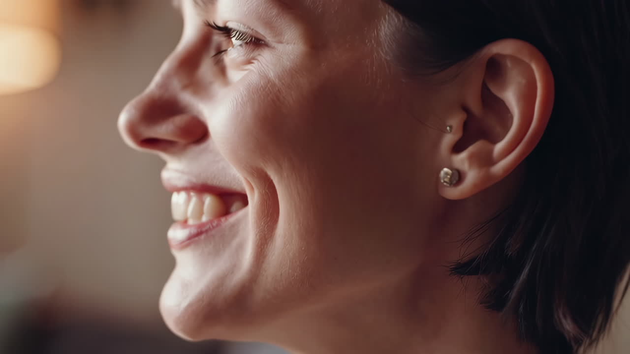 Close-up Profile Views of a Woman
