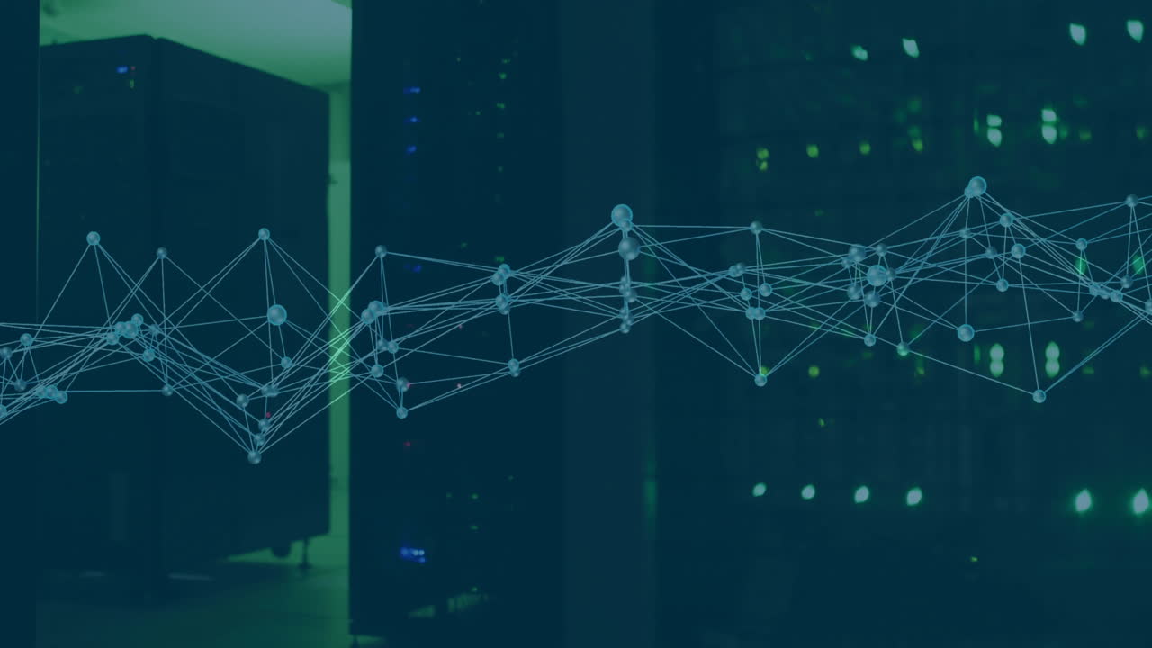 Animation of network of connections over server room