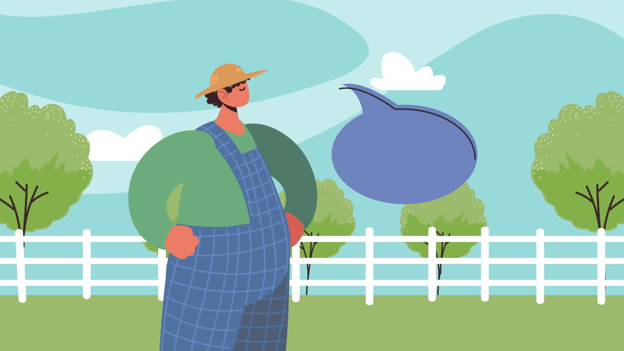 남성 농부 농업 작업 애니메이션