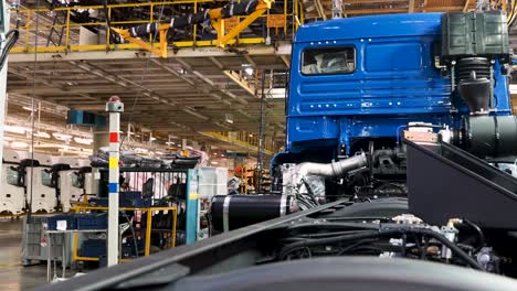 truck assembly line in a manufacturing facility