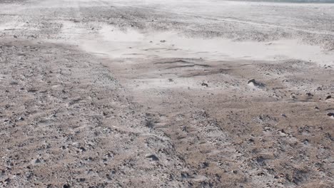 fuerte viento en el desierto arenoso durante el día soleado