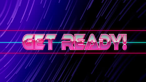 animation of get ready text over moving blue light trails