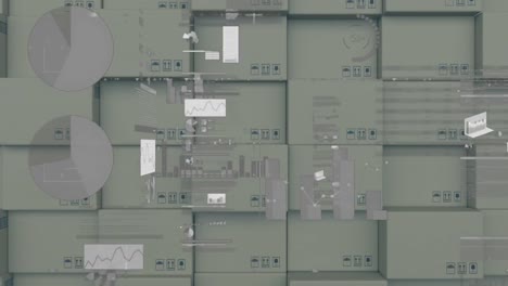 Animation-of-statistics-and-data-processing-over-cardboard-boxes