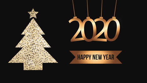 happy new year animation with pine tree