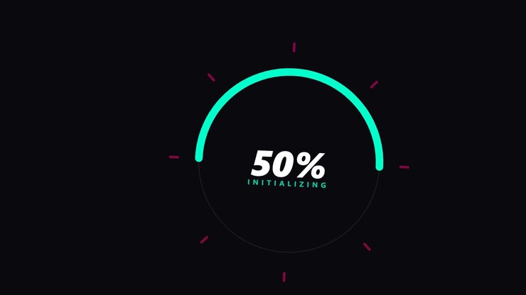 Digital Loading Progress Circle Animation with Percentage Counter