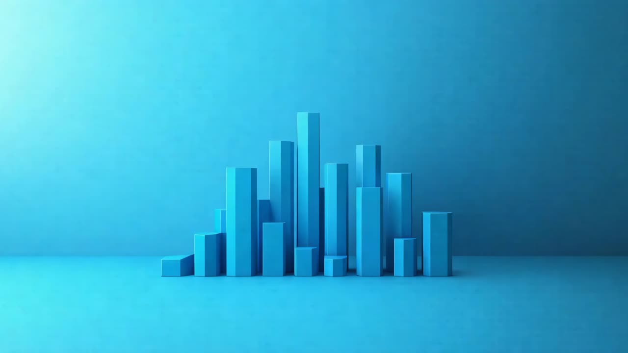 3D Blue Bar Graph Illustration