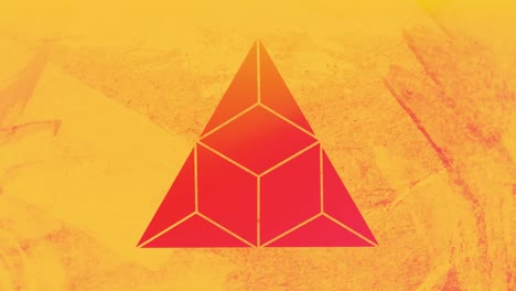 fondo naranja y rosa a través del primer plano de forma triangular amarilla