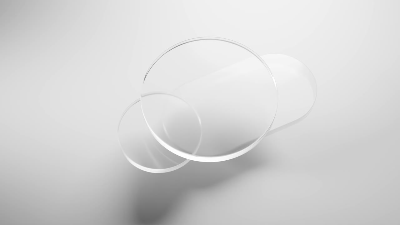 Abstract Transparent Geometric Shapes Moving on White Background