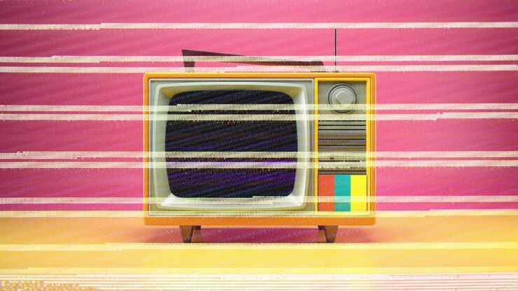 AI retro Television sets with overlayed film glitch textures