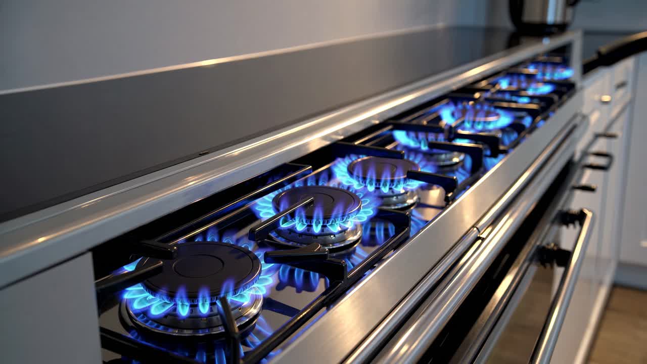 Gas Stove with Blue Flames