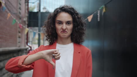 woman with disapproving expression