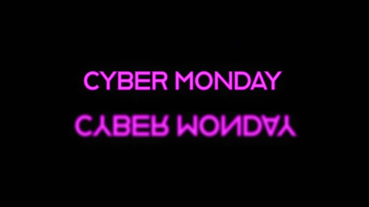 Cyber Monday on black background 4k