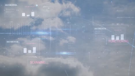 animation of data processing over clouds