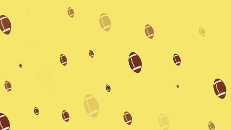 Animation-of-rugby-balls-on-yellow-background