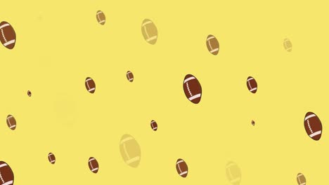 Animación-De-Pelotas-De-Rugby-Sobre-Fondo-Amarillo