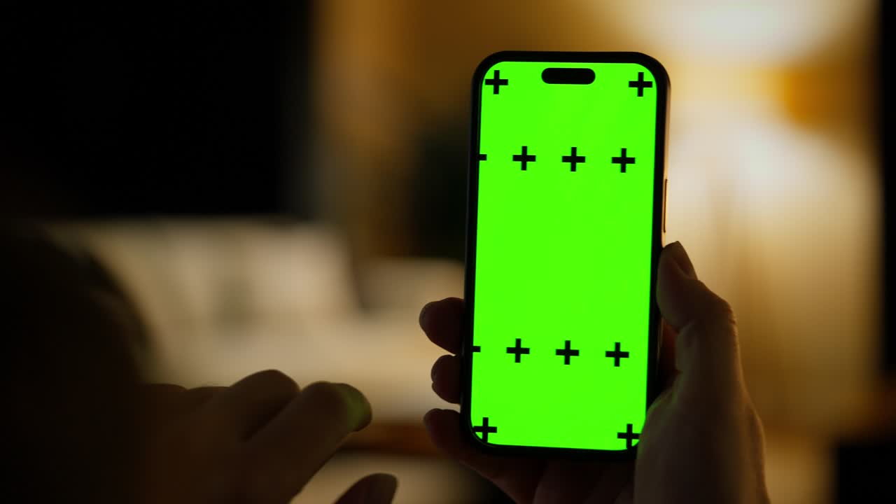 Hand Swiping on Smartphone Green Screen with Tracking Markers