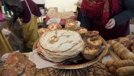 delicious russian pancakes and pastries at a market