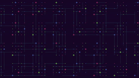 colorful dot grid and stars on a dark canvas