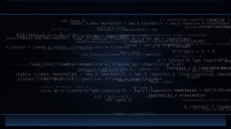 Floating Mathematical Formulas and Scientific Equations on Dark Background