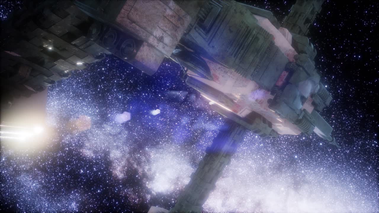 우주선과 은하계의 별들